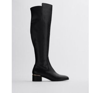 Zara Black Knee-High Women's Boots